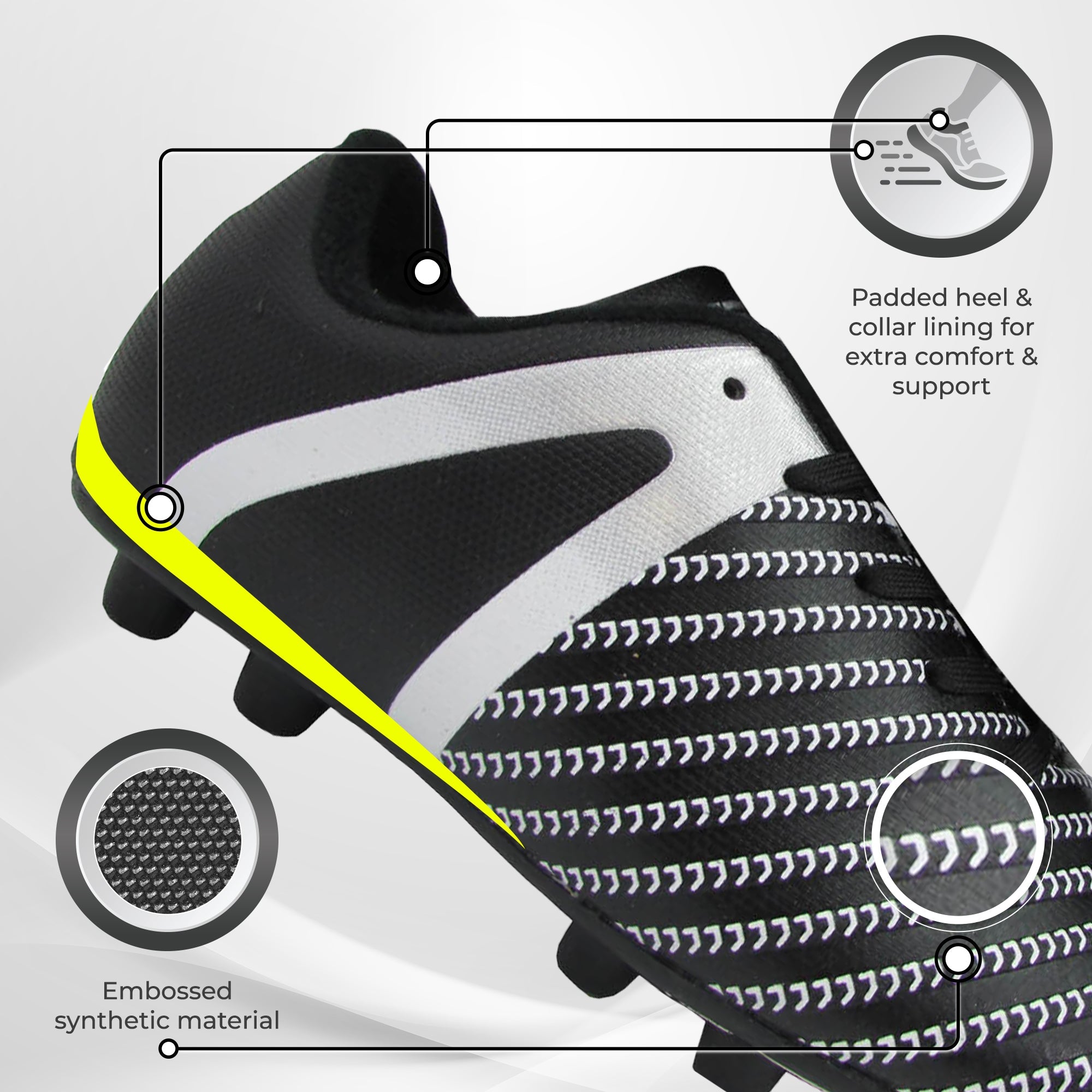 Impact Firm Ground Soccer Shoes -Black/White - Vizari Sports