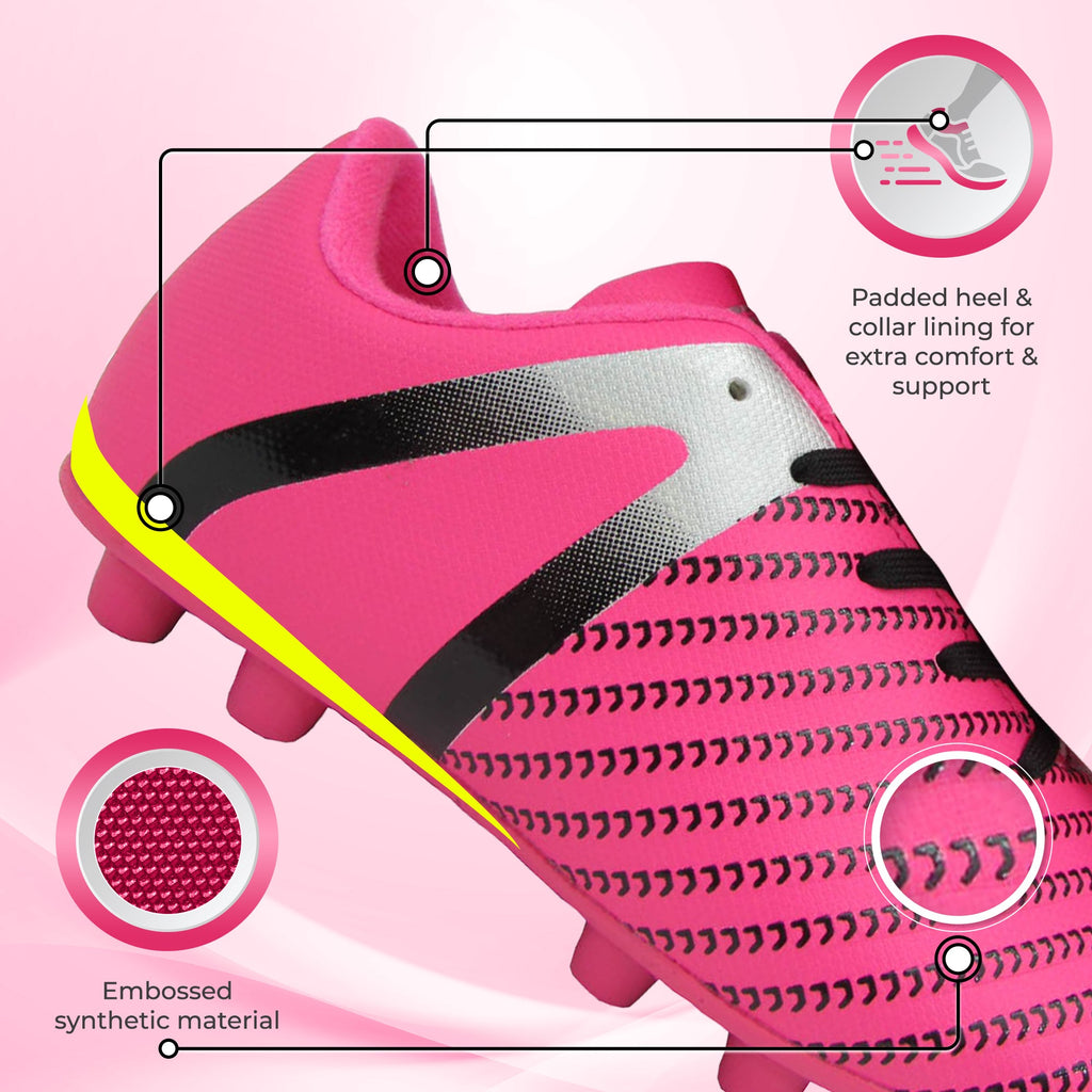 Vizari Impact Firm Ground Soccer Shoes – Pink/Silver