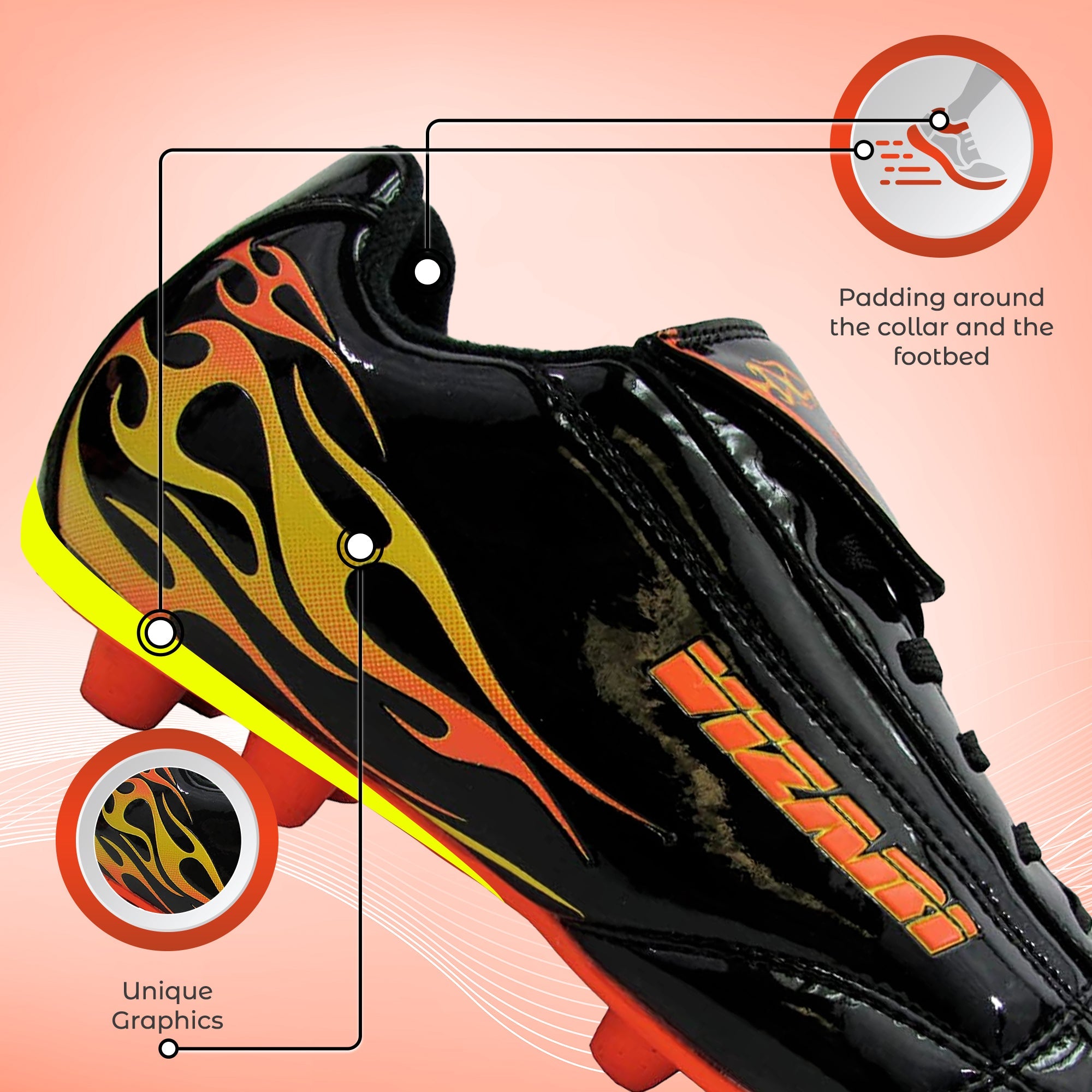 Vizari Blaze Youth Firm Ground Soccer Shoes Black/Orange