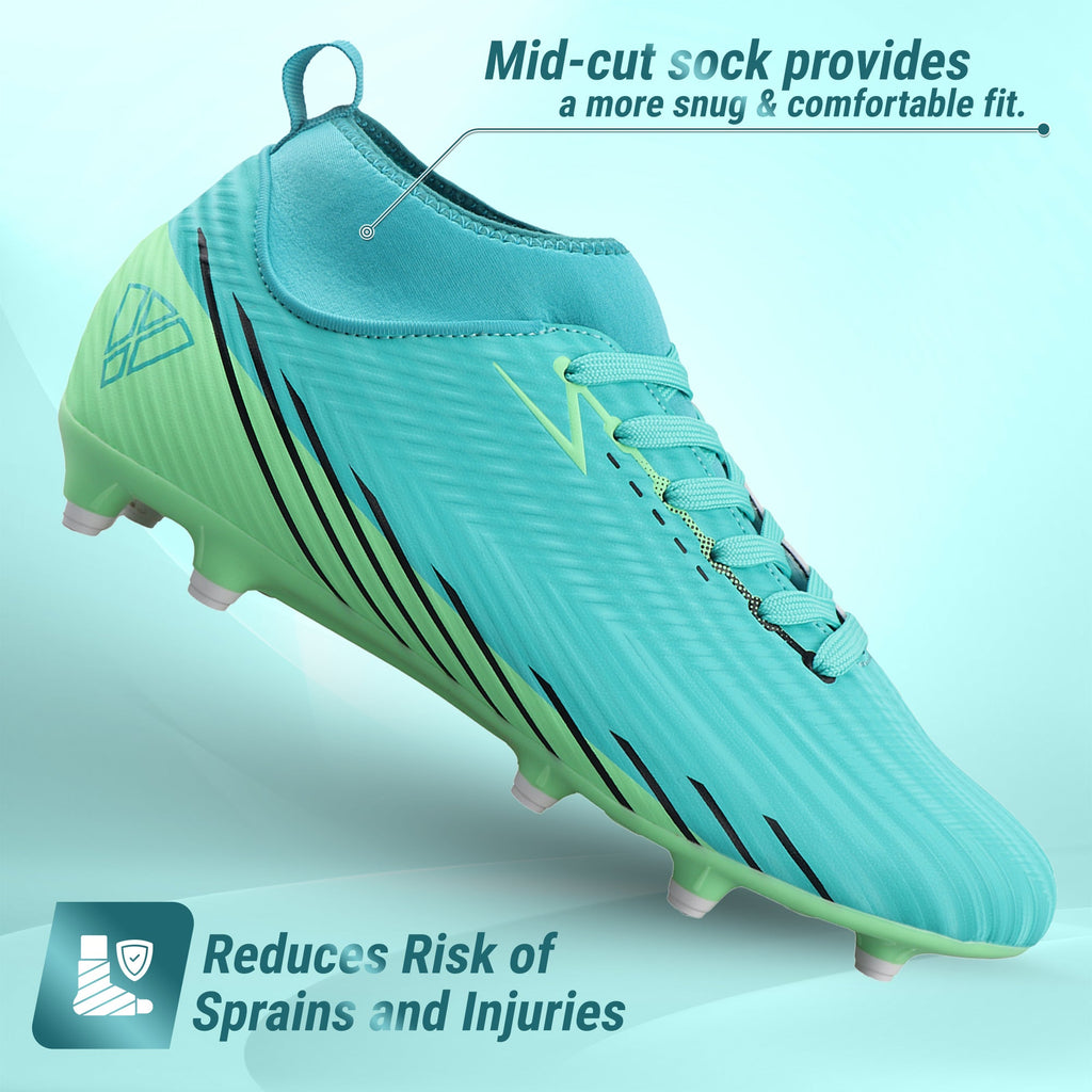 Vizari Tesoro Firm Ground Mid-Cut Soccer Shoes – Aqua/Mint