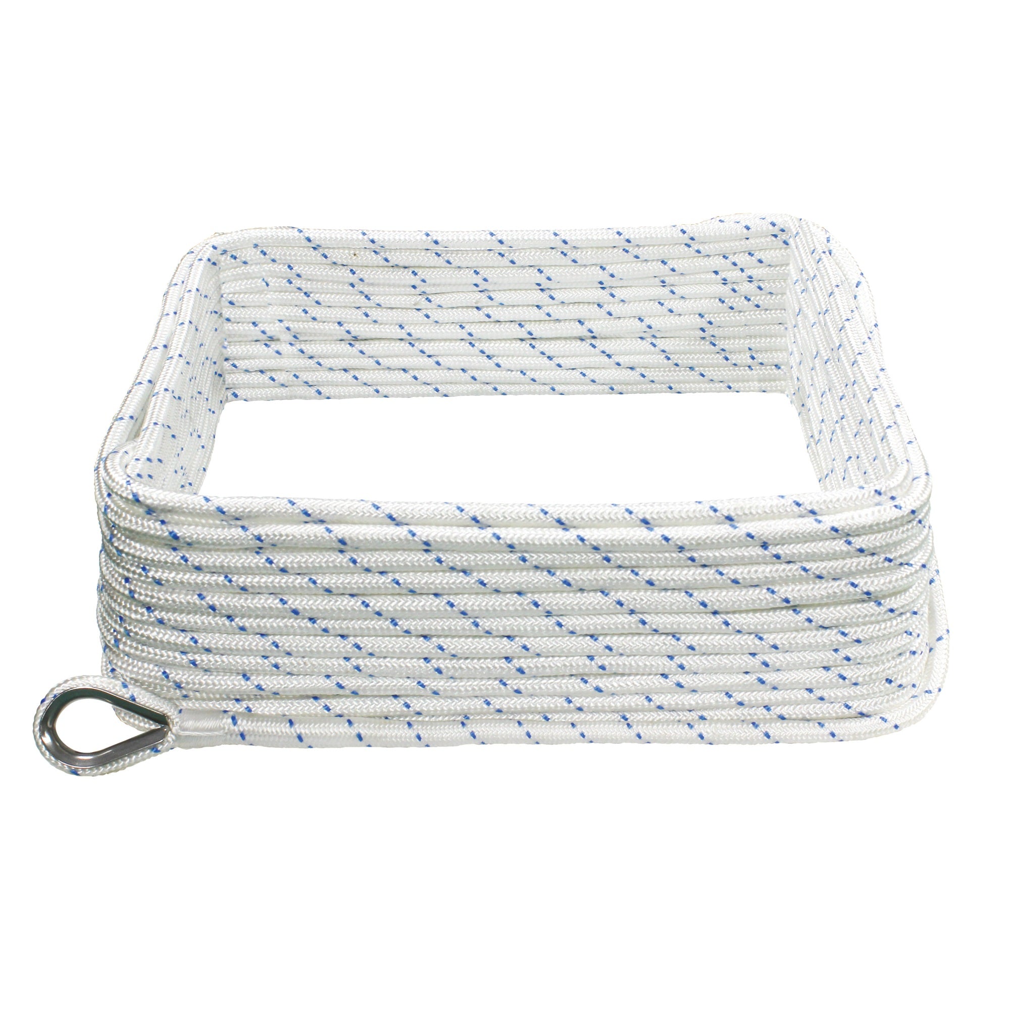 Extreme Max 3006.2505 Boattector Double Braid Nylon Anchor Line With Thimble - 3/8'' X 250', White W/ Blue Tracer