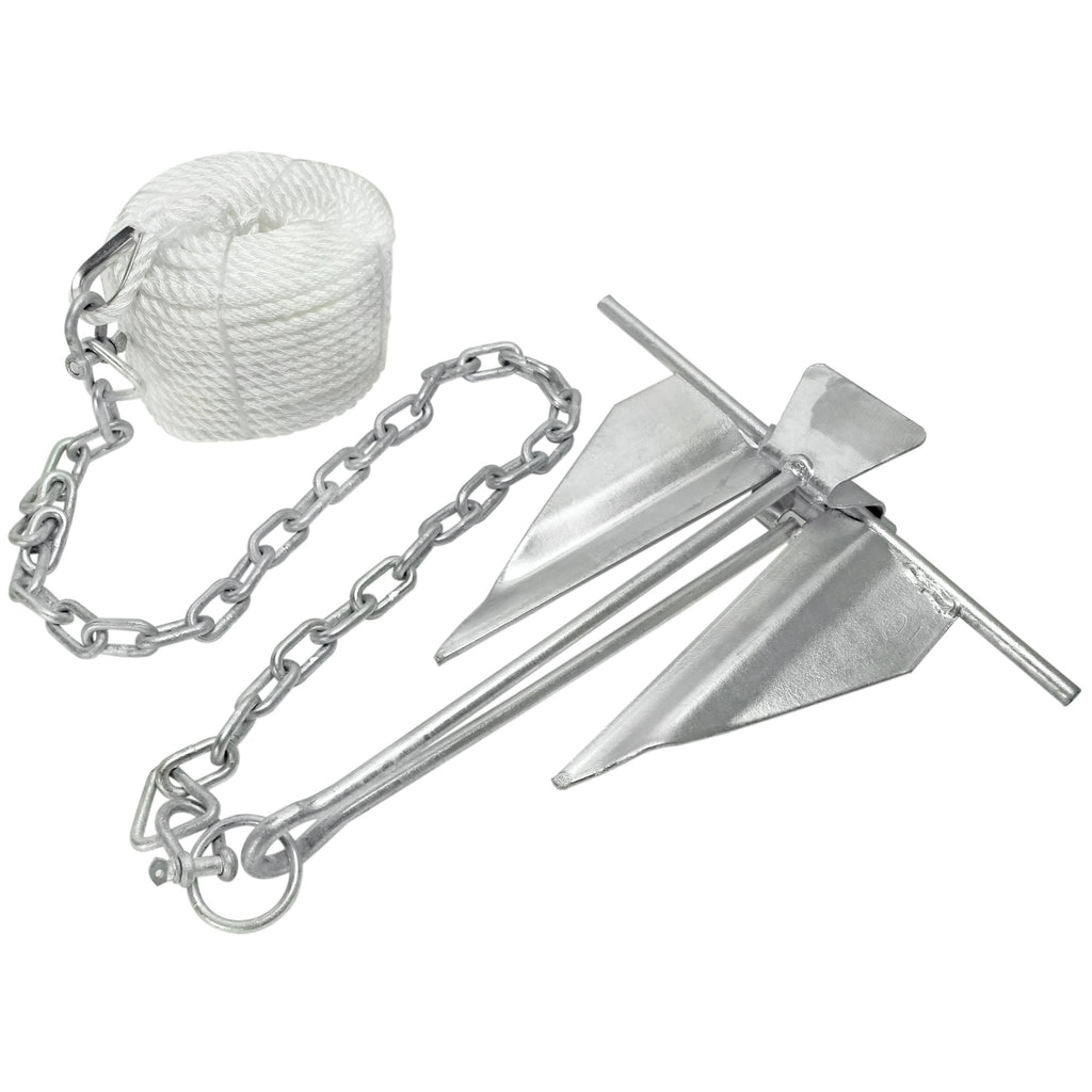 Extreme Max 3006.6717 Complete Slip Ring Anchor Kit With Rope / Anchor Chain / Shackle - #7 / 4.5 Lbs.