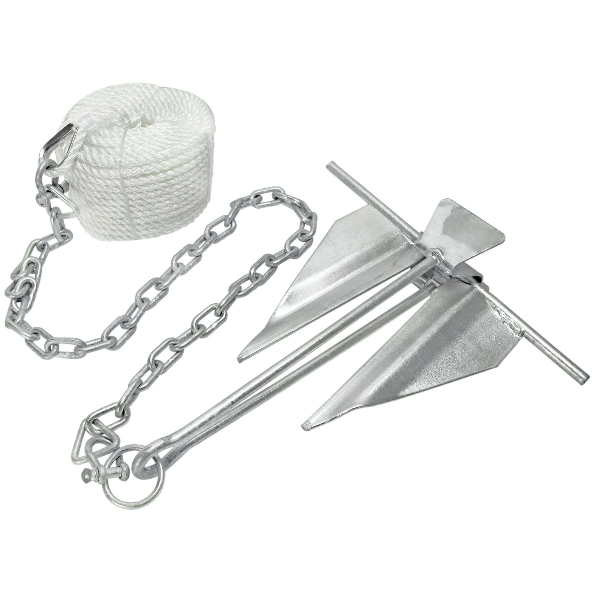 Extreme Max 3006.6719 Complete Slip Ring Anchor Kit with Rope / Anchor Chain / Shackle  #10 / 5 lbs.