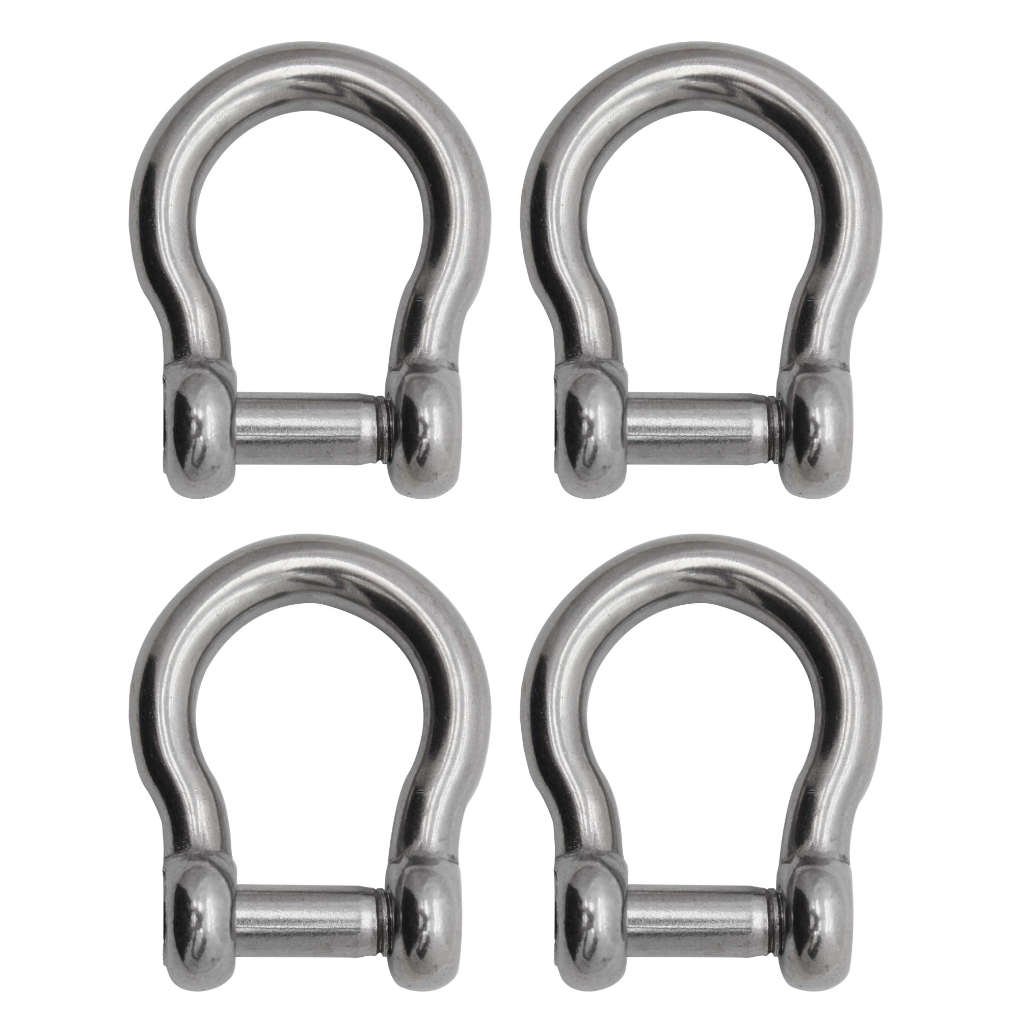Extreme Max 3006.8414.4 Boattector Stainless Steel Bow Shackle With No-Snag Pin - 1/2'', 4-Pack
