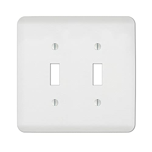 3009135 Wall Plt Tgle St Txtd Wh Amerelle Perry Textured White 2 Gang Stamped Steel Toggle Wall Plate (Pack Of 1)
