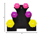 Fitvids Set of 6 Neoprene Dumbbell Hand Weights, Set with Rack: 2/3/5 Pairs