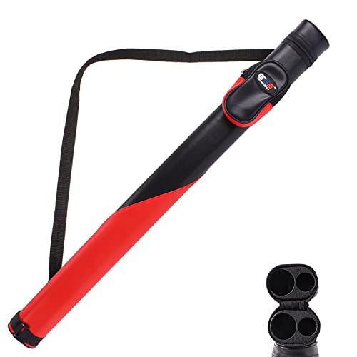 Gse Billiard Cue Cases, 1X1 Deluxe Hard Billiard Pool Cue Stick Carrying Case, Pool Billiards Accessories (Black/Red)