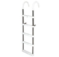 JIF Marine 5-Step Aluminum Gunwale Hook Ladder - Folding Boat Ladder with 11 Vinyl-Covered Hooks, Anodized Frame, and 250 lb Cap
