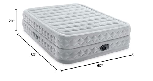 Intex 64489Ed Dura Beam Supreme Air Flow Inflatable Velvetaire Soft Airbed Mattress W/ Built In Pump & Portable Storage Case, Qu