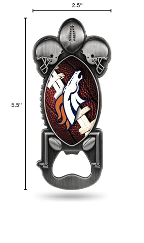 Rico Industries Unisex Magnetic Metal Bottle Opener Nfl Rico Broncos Party Starter, Team Color, 2.25 X 5- Us