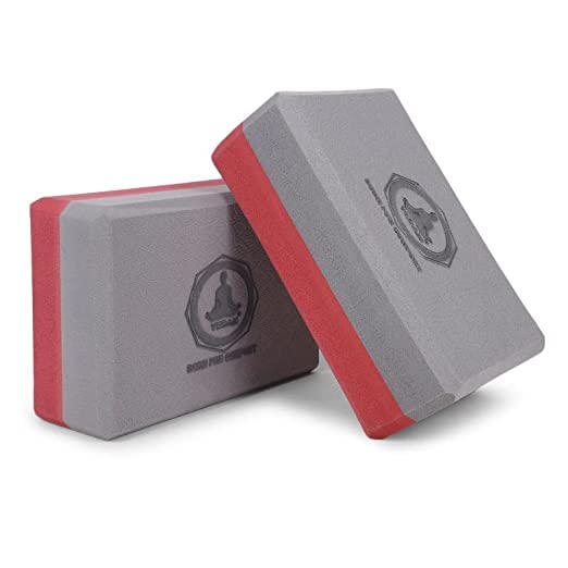 Vedam High Density Eva Foam Yoga Block Set Of 2 For Men & Women | Improve Strength & Aid Balance (Grey Red)
