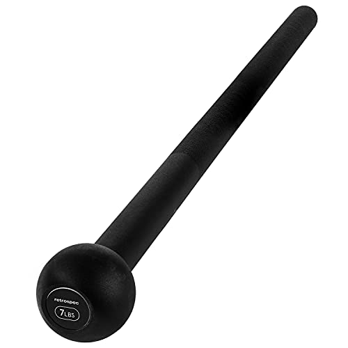 Retrospec Steel Macebell 5 To 30Lbs For Men, Women Steel Mace Strength Training, Full Body Workouts , Matte Black, 7 Lbs