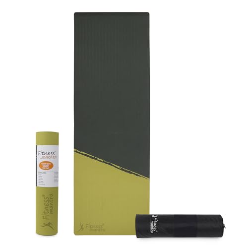 Fitness Mantra Tpe 8Mm Cross Color AntiSlip Yoga Mat With Cover Bag For Gym Workout And Yoga Exercise For Men & Women Fitness|