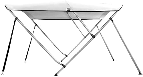 Msc 3 Bow 4 Bow Bimini Top Boat Cover With Rear Support Pole And Storage Boot (3 Bow 6'L X 46'' H X 79''-84'' W, White)