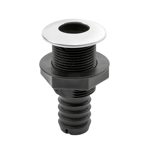 Whitecap Industries S-3803C Stainless Steel/Nylon Thru-Hull With Barb - 1-1/8'' Hose Size, Straight
