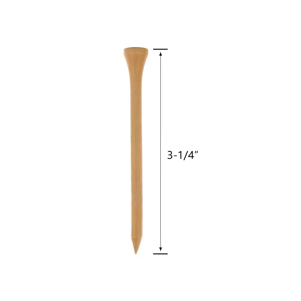 Myartte Wooden Golf Tees 3-1/4 Inch 3.25 Inches Natural Wood Golf Tees In Bulk For Men Women Golfer Reduce Side Spin And Frictio