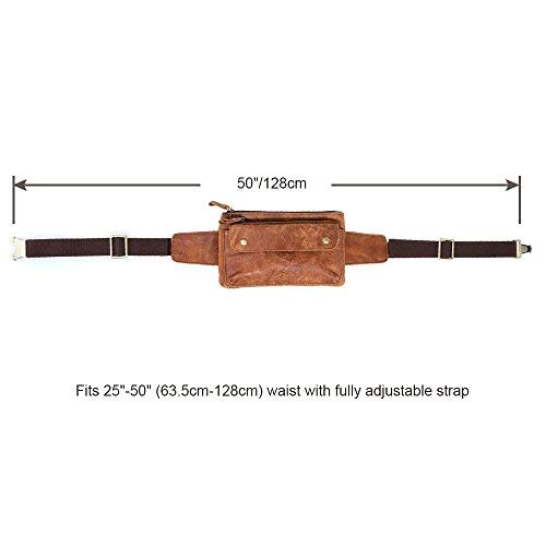 Loyofun Unisex Brown Genuine Leather Waist Bag Messenger Fanny Pack Bum Bag