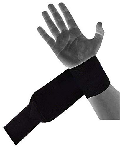 Power Cotton Gym Support With Wrist Support Grip Gloves (Black) 1Pc