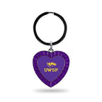 Rico Nmkh450601Pr Wisconsin - Stevens Point Colored Rhinestone Heart Keychain - Purple