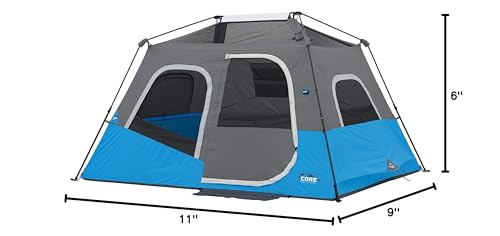 Core 6 Person Instant Cabin Tent With Led Lights  Lighted Pop Up Camping Tent With Easy 60 Second Camp Setup  Portable Large Fam