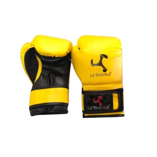 Le Buckle Training Gloves Boxing, Sparring, Punching Workout Exercise Gloves Black Yellow(10 Oz)