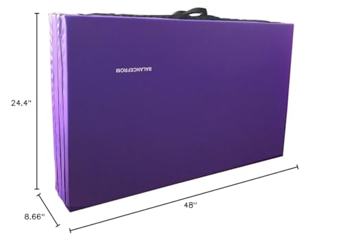 Signature Fitness All Purpose 4X8X2'' Extra Thick High Density Anti Tear Gymnastics Gym Folding Exercise Aerobics Mats, Purple