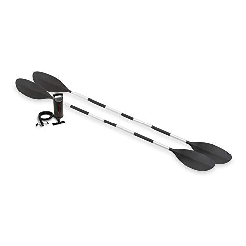 Intex 2-Person Inflatable Kayak Set W/ Pump, Aluminum Oars, Adjustable Seats, Explorer K2 - Tandem Blow-Up Raft For Adults, Grea