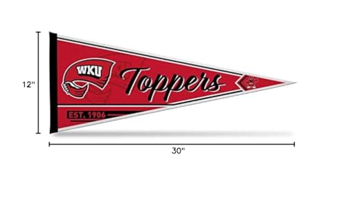 Rico Industries Ncaa Western Kentucky Hilltoppers Classic 12'' X 30'' Felt Wall D  Cor Pennant - Great For Home/Bed Room/Man Cav