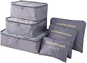 Coolkart Set Of 6 Packing Cubes Travel Organizer Garment Storage Bag (Grey)
