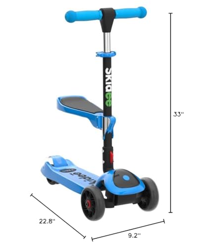 SKIDEE Kick Scooter for Kids Ages 3-5 | Foldable 3 Wheel Scooter with Lean-to-Steer, Adjustable Height, Removable Seat & LED Lig