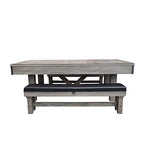 Hathaway Logan 7-Ft Pool Table Combo Set With Benches - Rustic Gray With Blue Felt, Barnwood