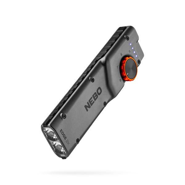 NEBO Edge 2K Pocket Light | 2000 Lumens, 5 Light Modes, Tactical LED Flashlight with Powerful Defensive Strobe, Rechargeable Des