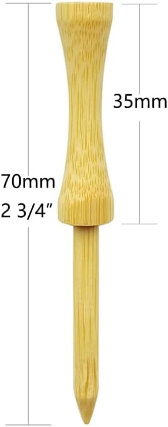 Zivisk Bamboo Golf Tees 2-3/4 Inch 100 Count Wooden Tall Step Down Castle Tees Golf (Natural Color)