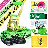 Barefoot Slackline Kit 60ft (18m) Complete Set Including, Ratchet, Training Line, Bark Protectors & Instructions! Designed for B