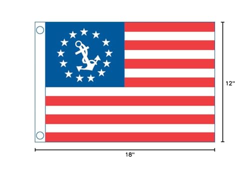 Taylor Made Sewn Us Yacht Ensign Flag For Boats, 12'' X 18'', Marine-Grade Nylon, Fade Resistant, Brass Grommets, Embroidered St