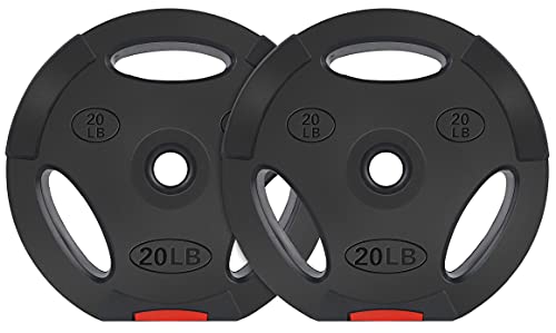 Balancefrom Vinyl Standard 1-Inch Plate Weight Plate For Strength Training And Weightlifting, 20-Pound, Pair