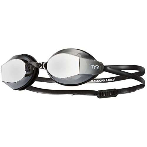 TYR Black Ops 140 EV Mirrored Racing Swimming Goggles for Adults, ColorMetallized Smoke