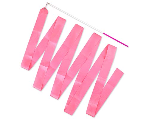 Ds. Distinctive Style Dance Ribbons With Wands 4M Rhythmic Gymnastics Ribbon Dance Streamer For Kids Baton Twirling - Pink
