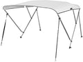 Msc 3 Bow 4 Bow Bimini Top Boat Cover With Rear Support Pole And Storage Boot (3 Bow 6'L X 46'' H X 79''-84'' W, White)
