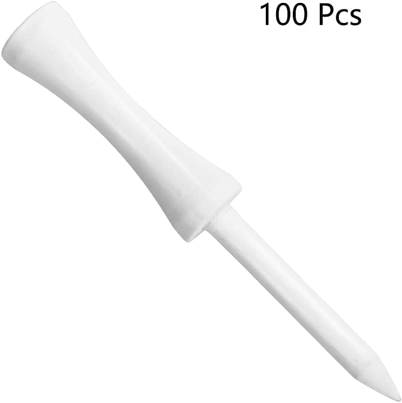 Zivisk Bamboo Golf Tees 3-1/4 Inch 100 Count Wooden Tall Step Down Castle Tees Golf (White,83Mm)