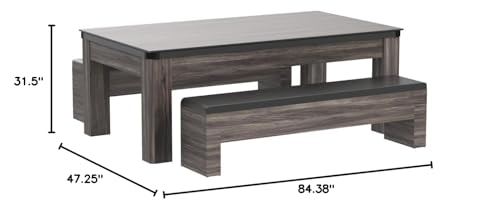 Atomic 7 Hampton 3-In-1 Combination Table Includes Billiards, Table Tennis, And Dining Table With Dual Storage Bench Seating, Gr