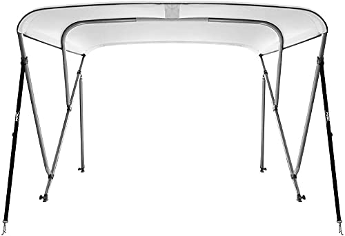 Msc 3 Bow 4 Bow Bimini Top Boat Cover With Rear Support Pole And Storage Boot (3 Bow 6'L X 46'' H X 79''-84'' W, White)