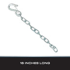 Tie Down Trailer Safety Chains With Hooks - Boat Safety Kit - 15'' Towing Chain