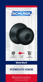 Entry Knob Plymth Mtblk (Pack Of 1)