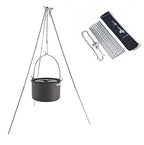 Yahpetes 31.5'' Camping Tripod 3 Sections Aluminum Telescopic Campfire Tripod Portable Outdoor Cooking Tripod (Sliver)