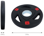 Fitvids Olympic Cast Iron 2-Inch Weight Plate for Strength Training & Weightlifting - Rubber Coate Style - 2.5LB Set of 4 - Blac