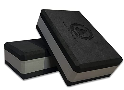 Vedam High Density Eva Foam Yoga Block Set Of 2 For Men & Women | Improve Strength & Aid Balance (Black Grey)