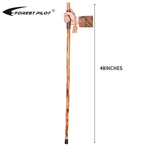 Forest Pilot Pure Fir Wood Concise Style Walking Stick For Hiking With Parachute Cord Warpped (Nature Color, 48 Inches, 1 Piece)