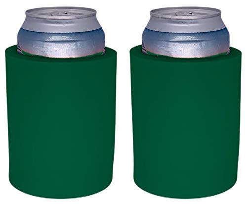 Blank Thick Foam Old School Can Cooler (2 Pack, Forest Green)