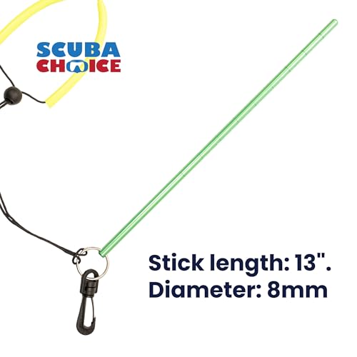 Scuba Choice Scuba Diving 13'' Aluminum Lobster Tickle Pointer Stick With Measurement And Lanyard, Green